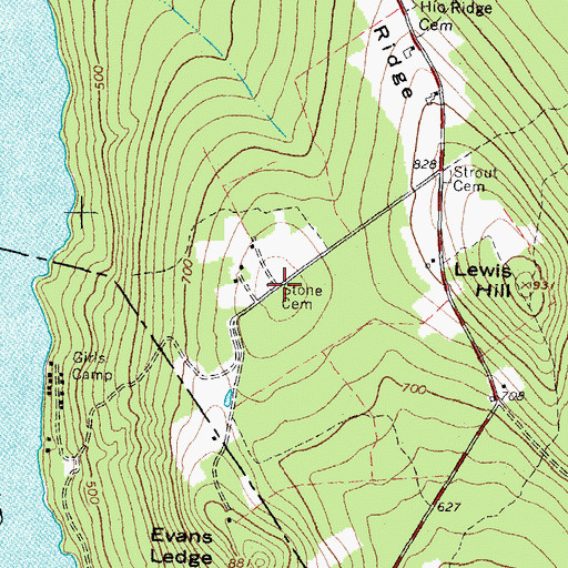 Topographic Map of Stone Cemetery, ME