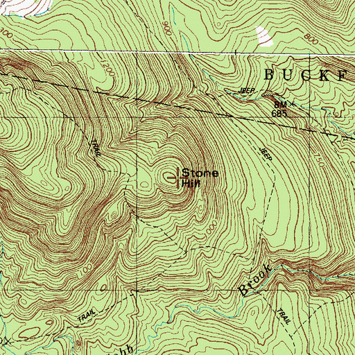 Topographic Map of Stone Hill, ME
