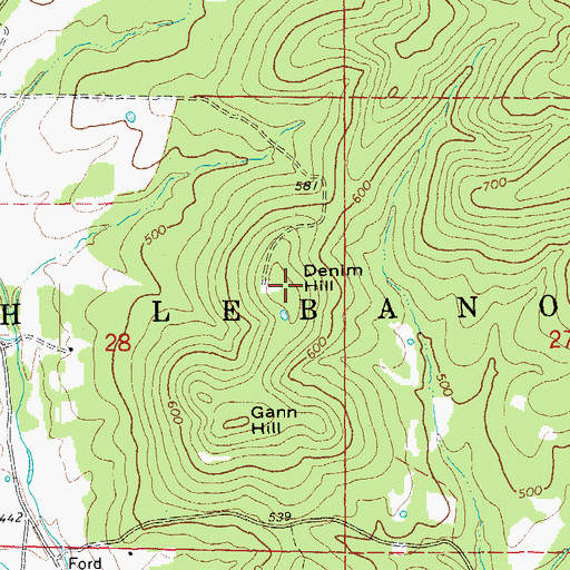 Topographic Map of Denim Hill, AR