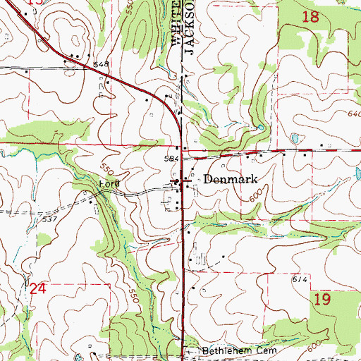 Topographic Map of Denmark, AR