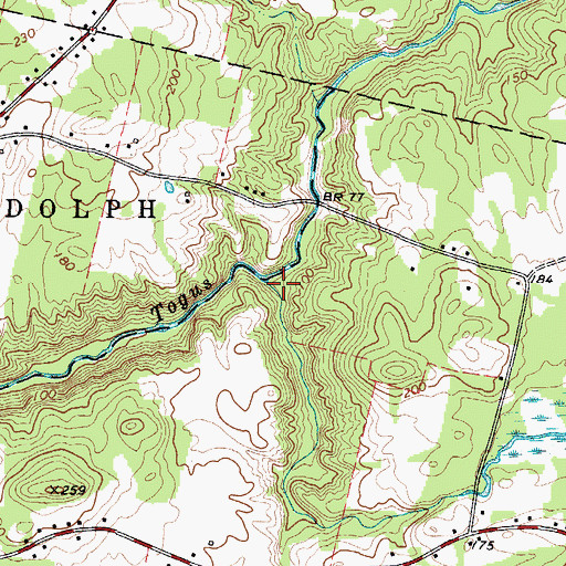 Topographic Map of Stony Meadow Brook, ME
