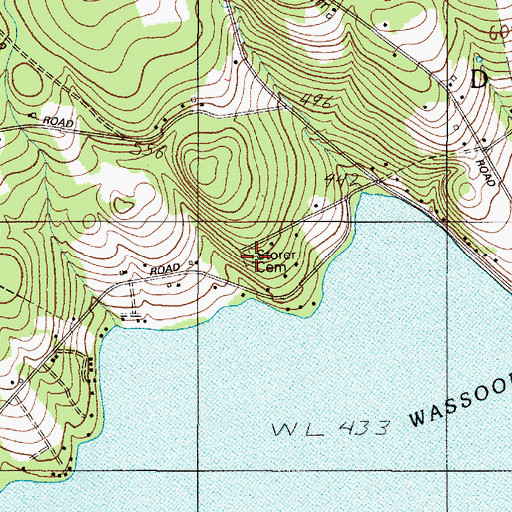Topographic Map of Storer Cemetery, ME