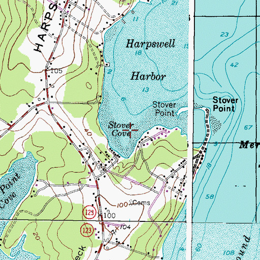 Topographic Map of Stover Cove, ME