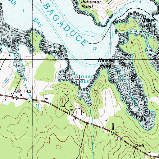 Topographic Map of Stover Cove, ME
