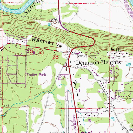 Topographic Map of Dennison Heights, AR
