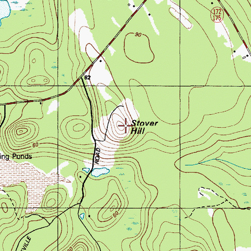 Topographic Map of Stover Hill, ME
