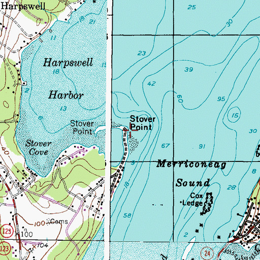 Topographic Map of Stover Point, ME