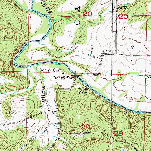Topographic Map of Denny Ford, AR