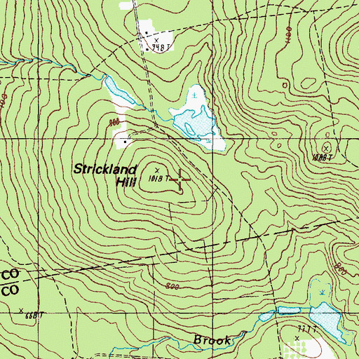 Topographic Map of Strickland Hill, ME