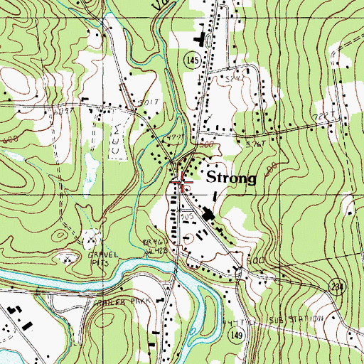 Topographic Map of Strong, ME