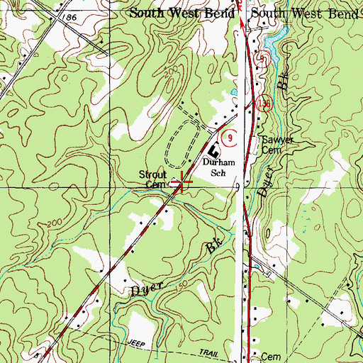 Topographic Map of Strout Cemetery, ME