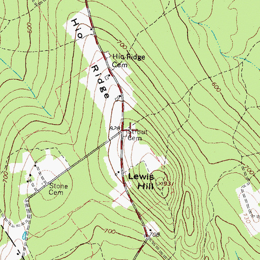 Topographic Map of Strout Cemetery, ME
