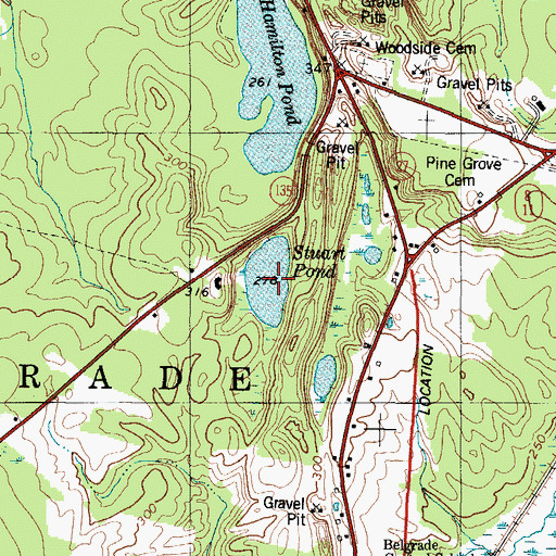 Topographic Map of Stuart Pond, ME