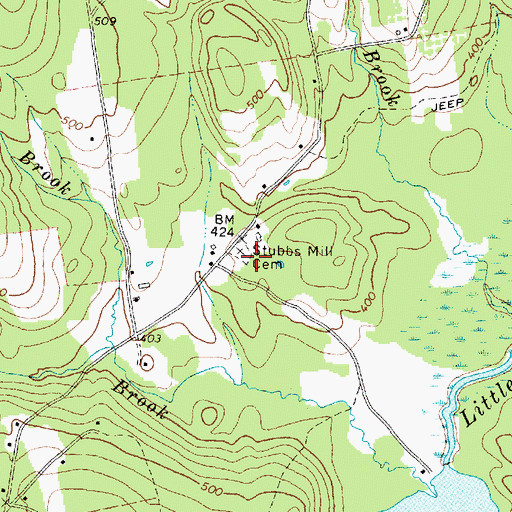 Topographic Map of Stubbs Mill Cemetery, ME