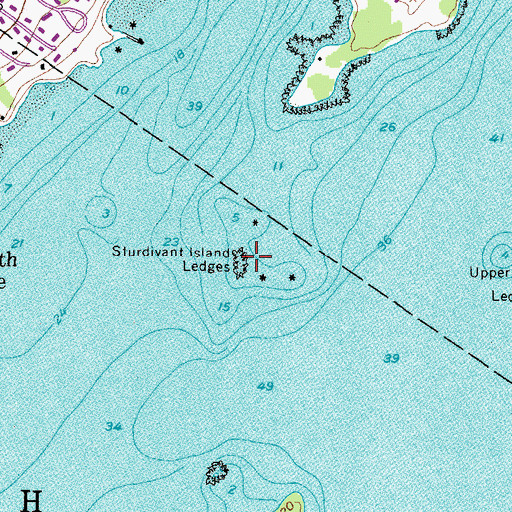 Topographic Map of Sturdivant Island Ledges, ME