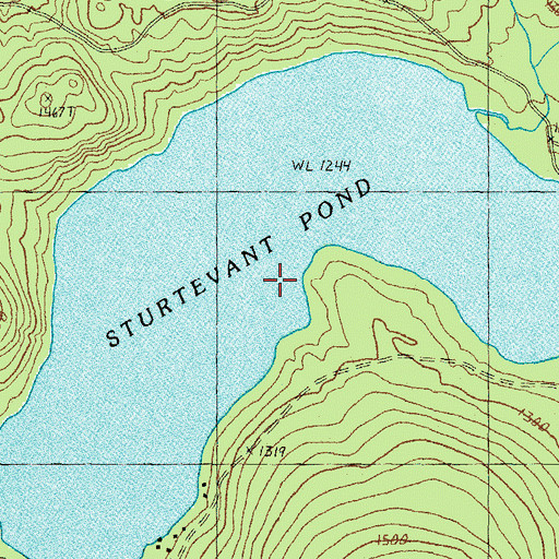 Topographic Map of Sturtevant Pond, ME