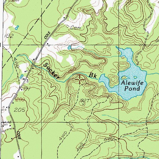 Topographic Map of Sucker Brook, ME