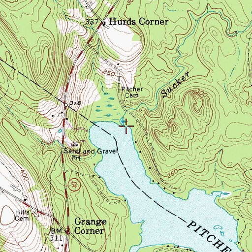 Topographic Map of Sucker Brook, ME