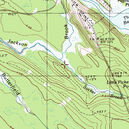 Topographic Map of Sucker Brook, ME