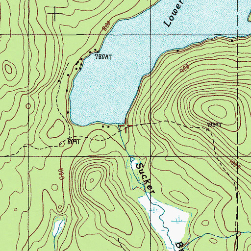 Topographic Map of Sucker Brook, ME