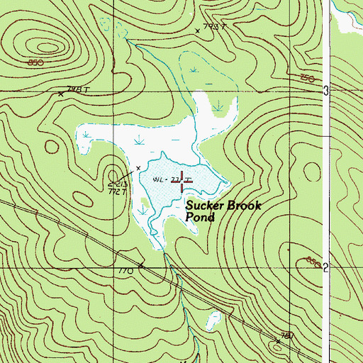 Topographic Map of Sucker Brook Pond, ME