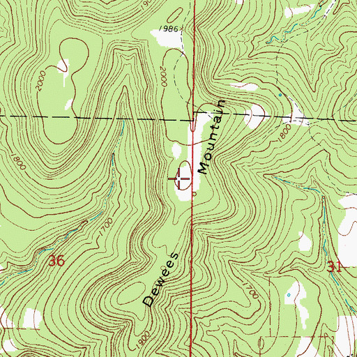 Topographic Map of Dewees Mountain, AR