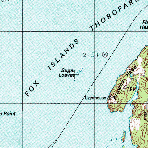 Topographic Map of Sugar Loaves, ME