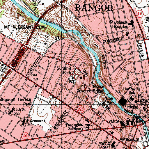 Topographic Map of Summit Park, ME
