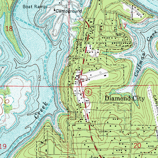 Topographic Map of Diamond City, AR