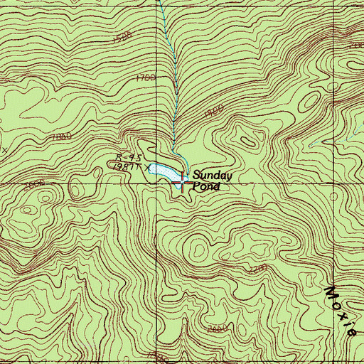 Topographic Map of Sunday Pond, ME