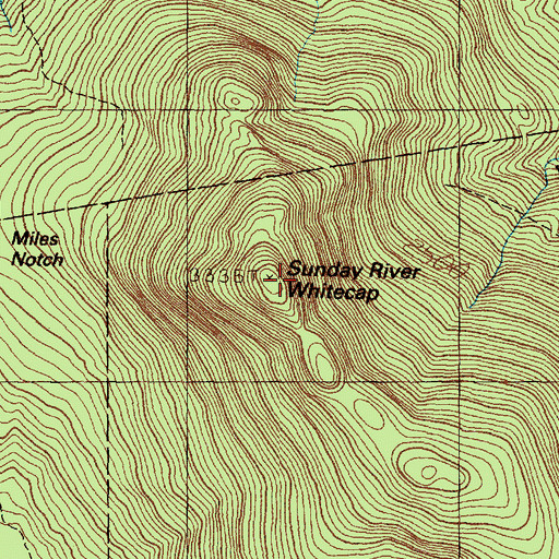 Topographic Map of Sunday River Whitecap, ME