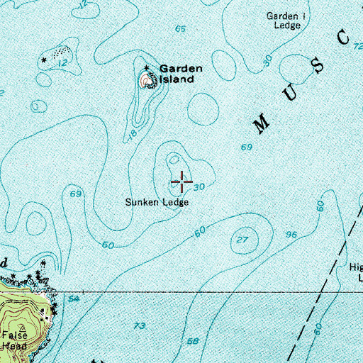 Topographic Map of Sunken Ledge, ME