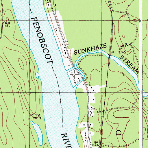 Topographic Map of Sunkhaze Stream, ME
