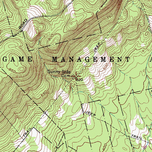 Topographic Map of Sunny Side Cemetery, ME