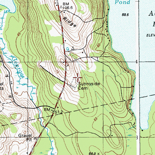 Topographic Map of Sunnyside Cemetery, ME