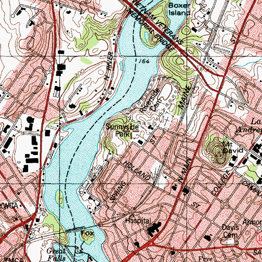 Topographic Map of Sunnyside Park, ME