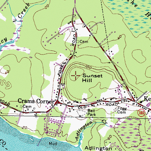 Topographic Map of Sunset Hill, ME