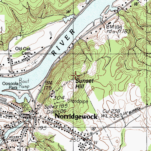 Topographic Map of Sunset Hill, ME