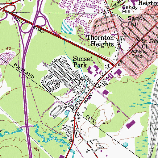 Topographic Map of Sunset Park, ME