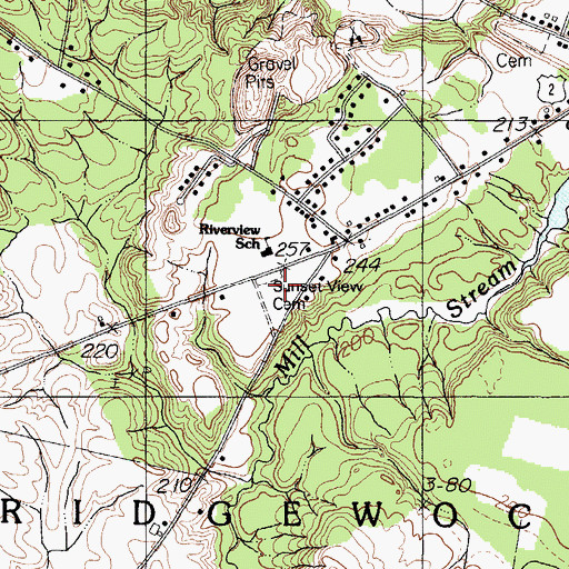 Topographic Map of Sunset View Cemetery, ME