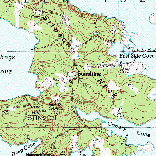 Topographic Map of Sunshine, ME