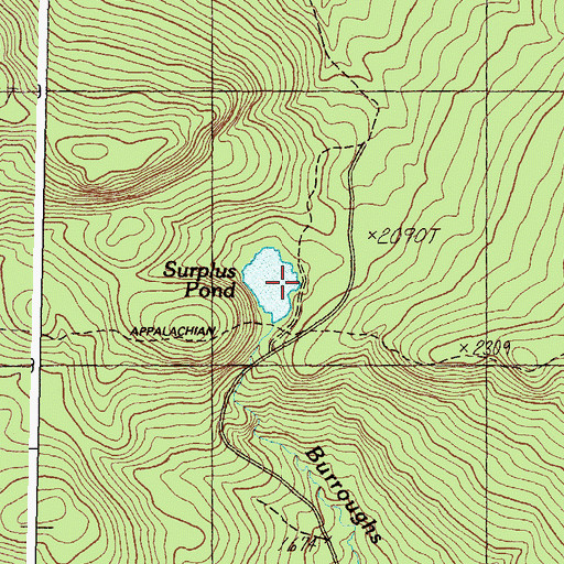 Topographic Map of Surplus Pond, ME