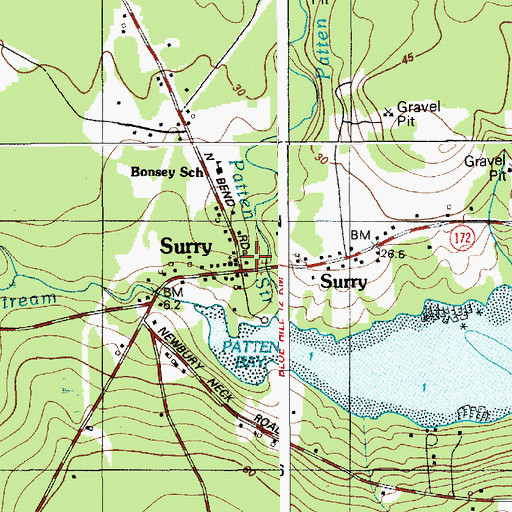 Topographic Map of Surry, ME