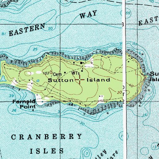 Topographic Map of Sutton Island, ME