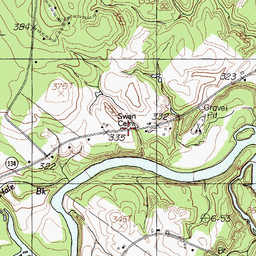 Topographic Map of Swan Cemetery, ME