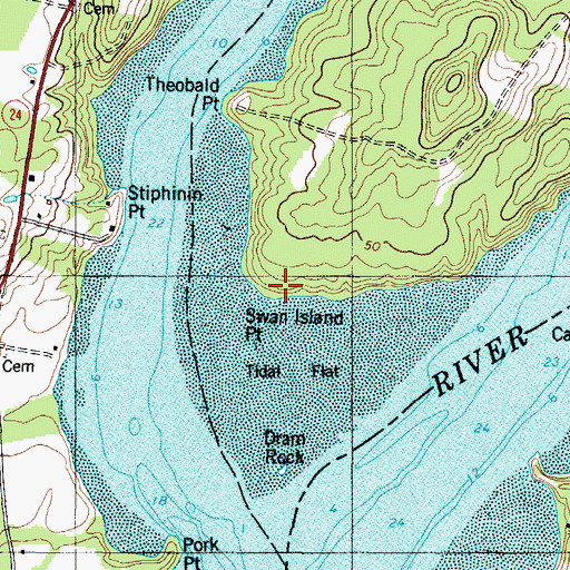 Topographic Map of Swan Island Point, ME