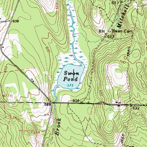 Topographic Map of Swan Pond, ME