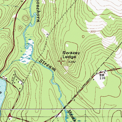 Topographic Map of Swazey Ledge, ME