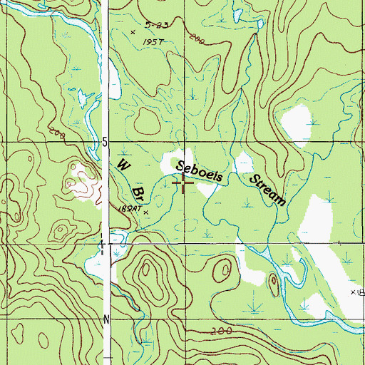Topographic Map of Sweat Bog Brook, ME