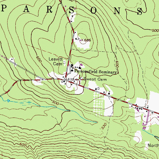 Topographic Map of Sweat Cemetery, ME